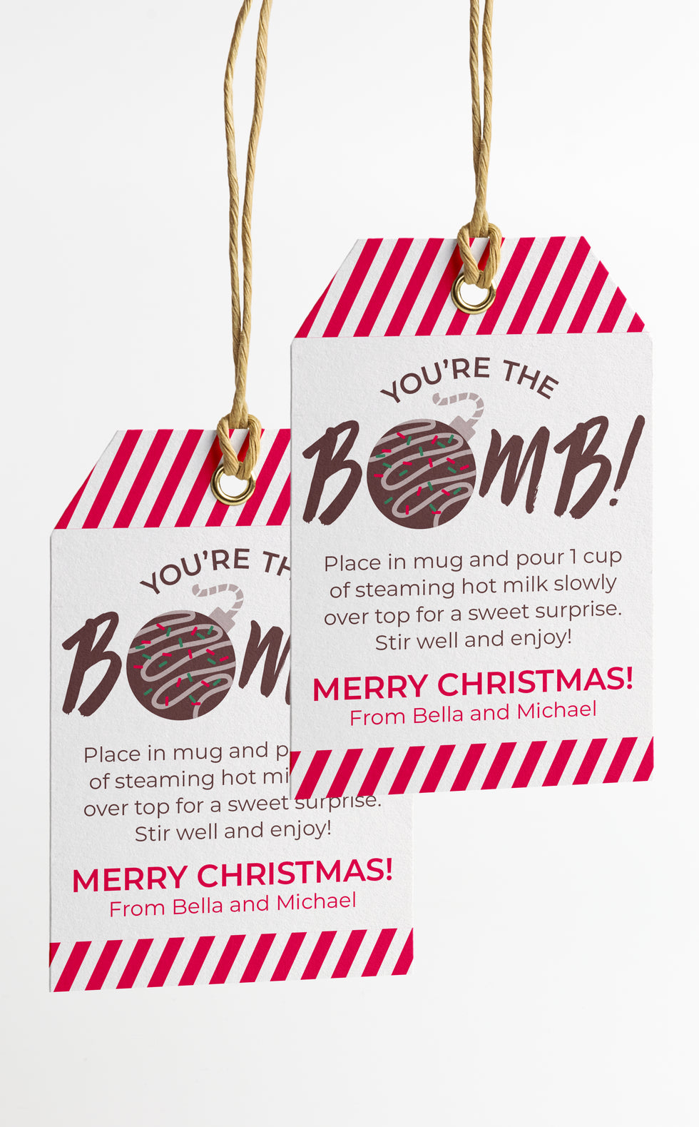 Printable Hot Chocolate Bomb Christmas Gift Tags Digital Download