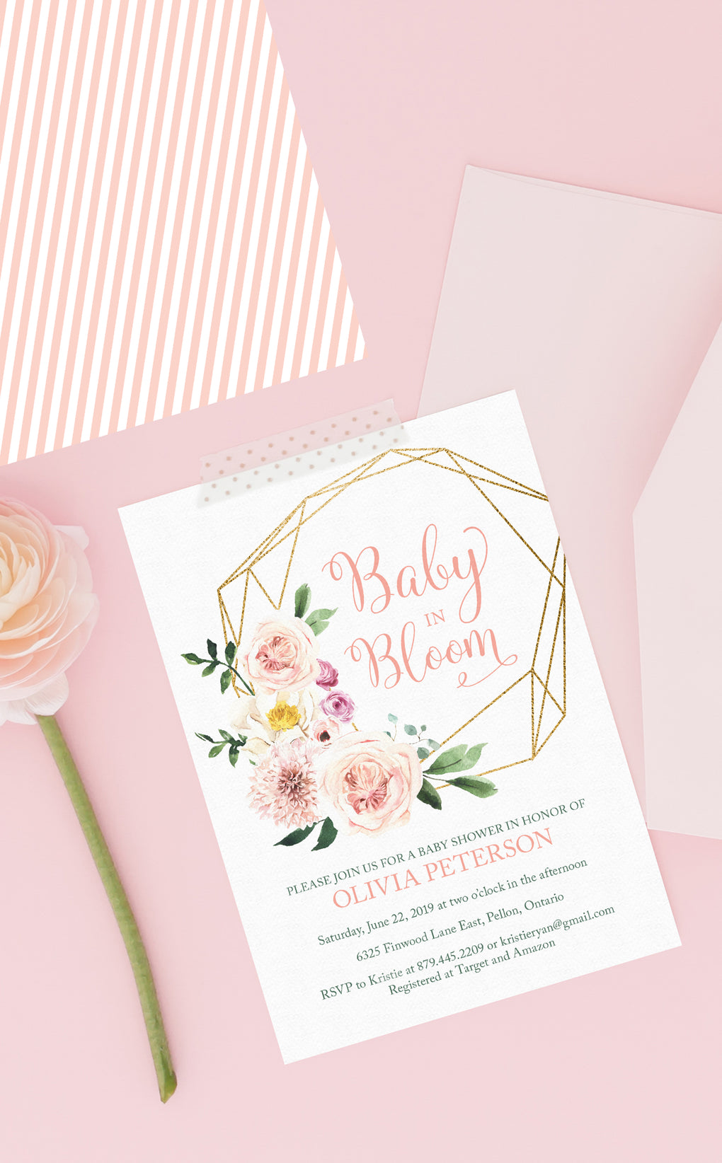 baby in bloom invitations