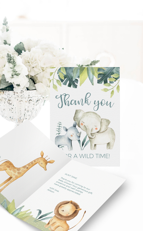 Safari Animals Thank You Card – ARRA Creative