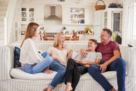 Family sitting together and talking