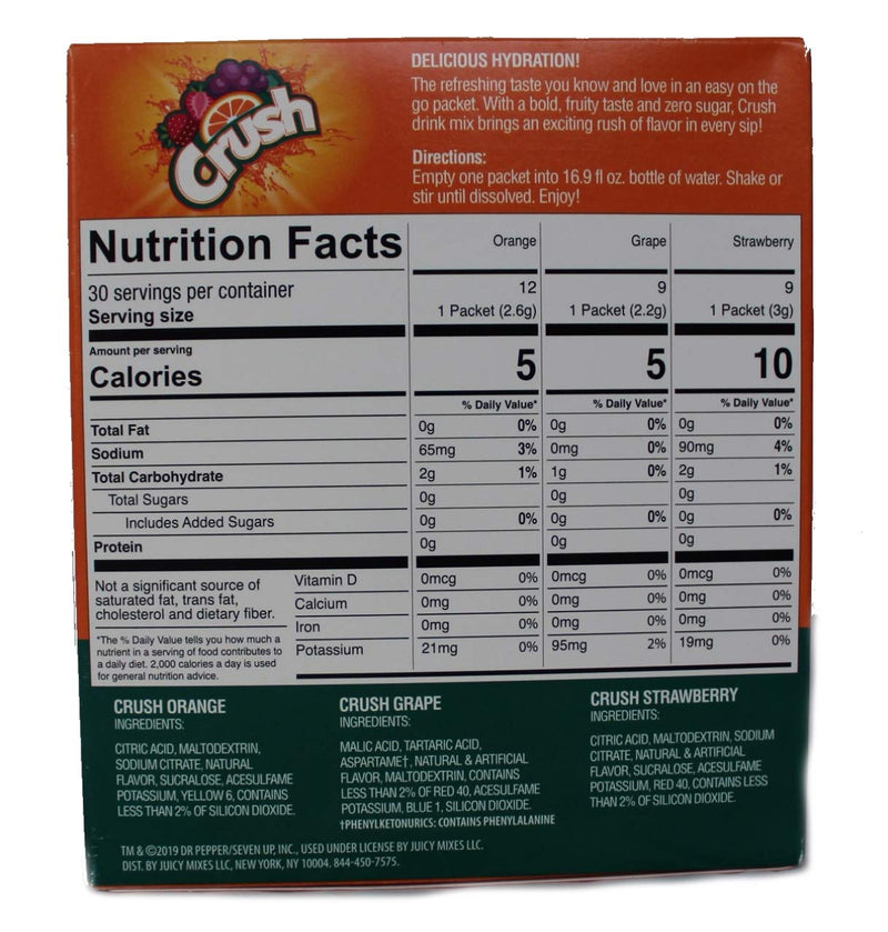 orange crush drink mix nutrition facts