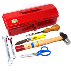 Father's day favourite gift ideas from Tinker and Fix for dads who like to DIY - japanese toolbox with hammer, penknife, DIY scissors, screwdriver and spanners