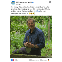 Monty Don on Gardeners World Facebook page holding a Sneeboer Dutch Trowel