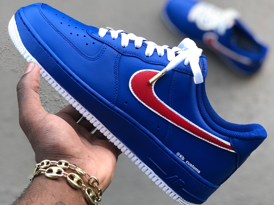 red and blue air force 1s