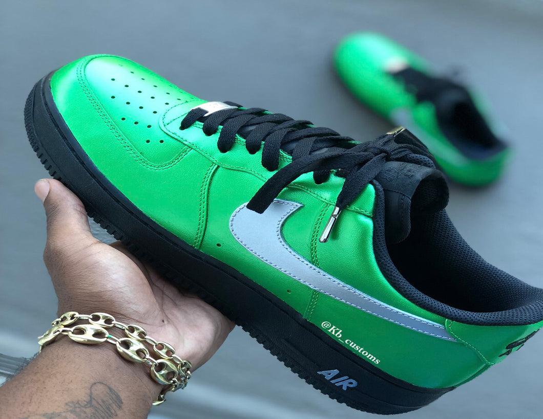 green and black air force ones