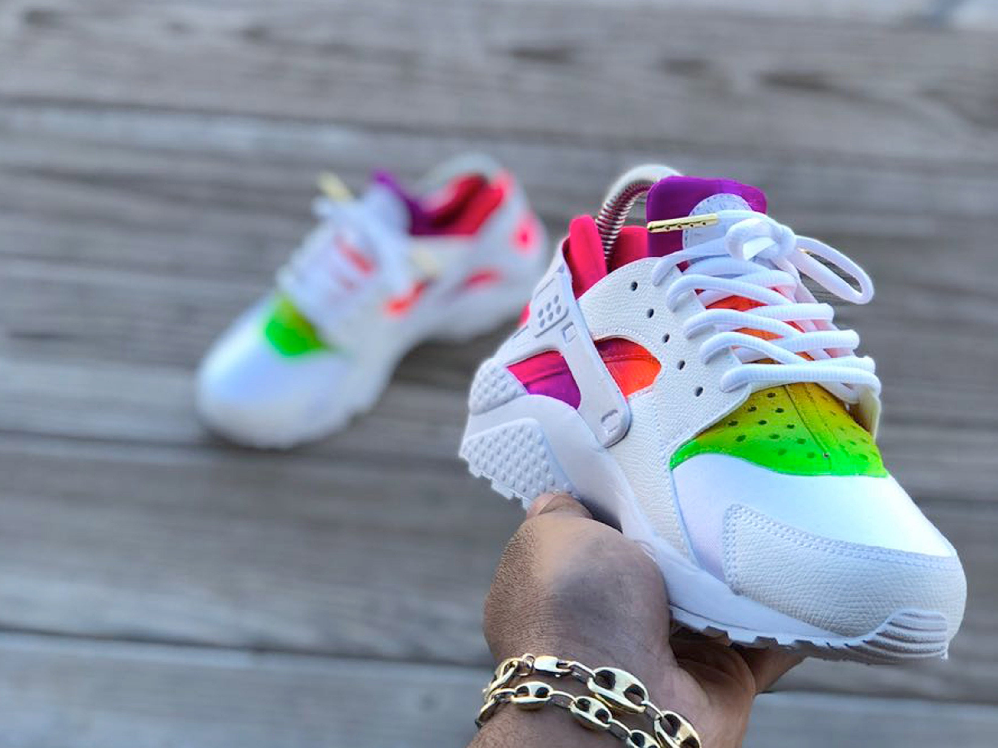 rainbow nike huarache shoes