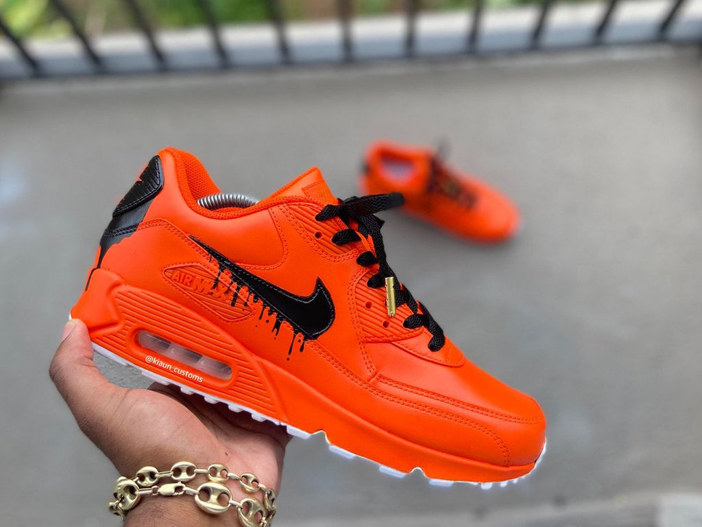 Custom Orange Drip Airmax 90 – Kiaun's Customs LLC