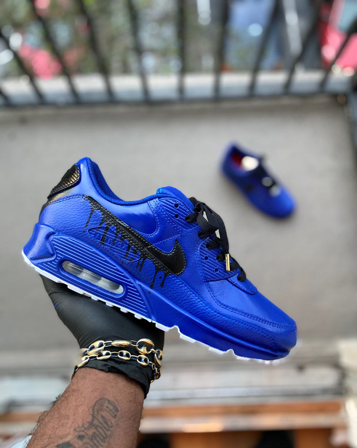 Custom Red and Blue drip Nike Air Max 90 – Kiaun's Customs LLC