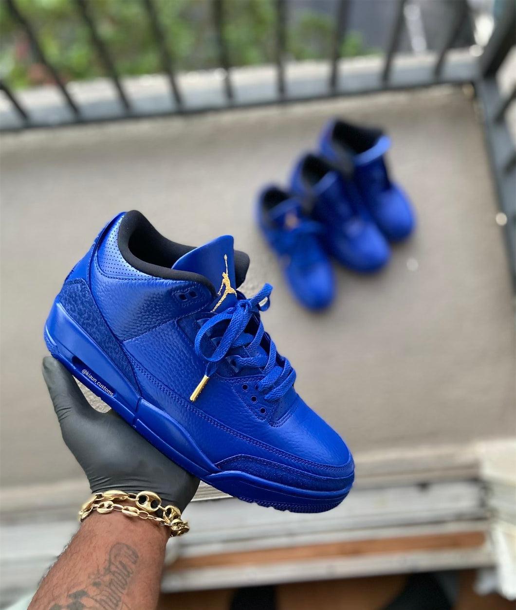 blue custom jordans