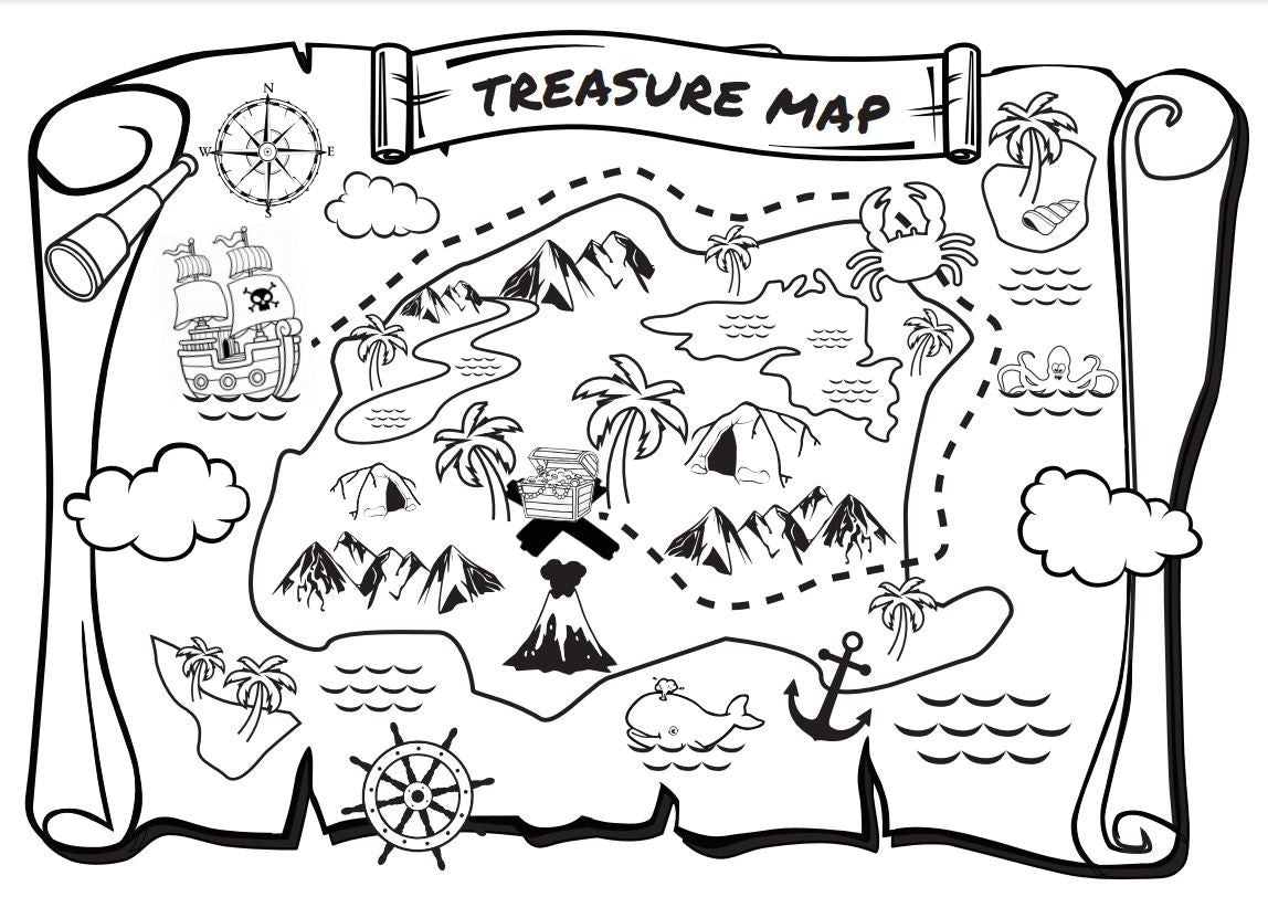 Printable Treasure Map Coloring Page