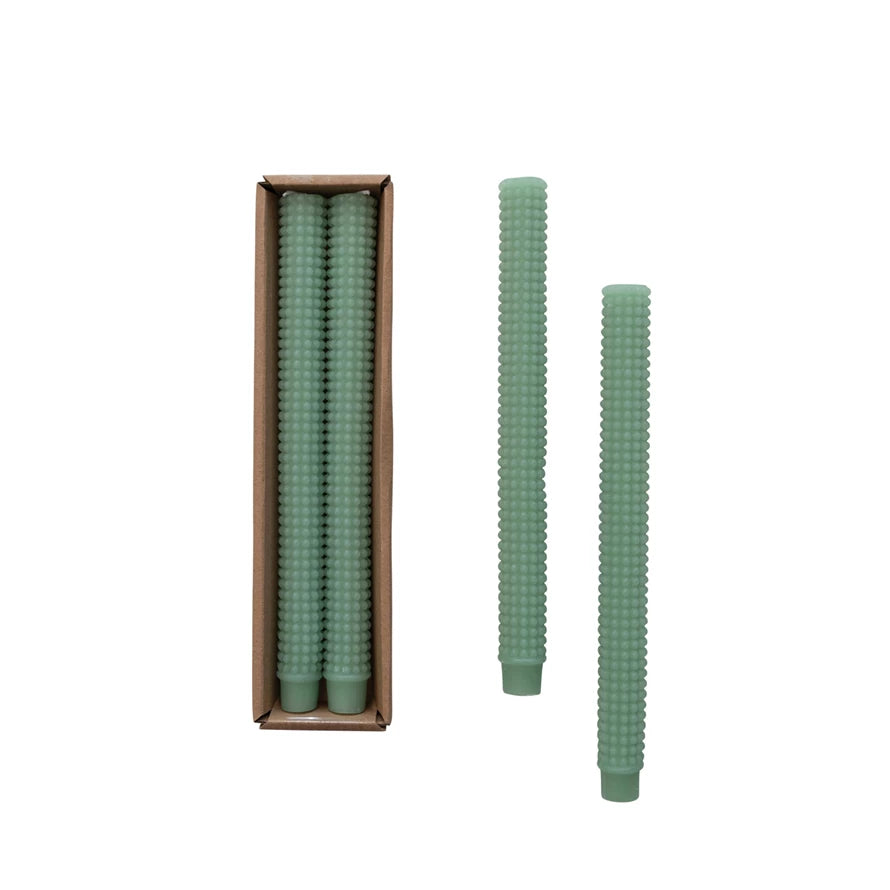 Unscented Hobnail Taper Candles in Box, Mint, Set of 2
