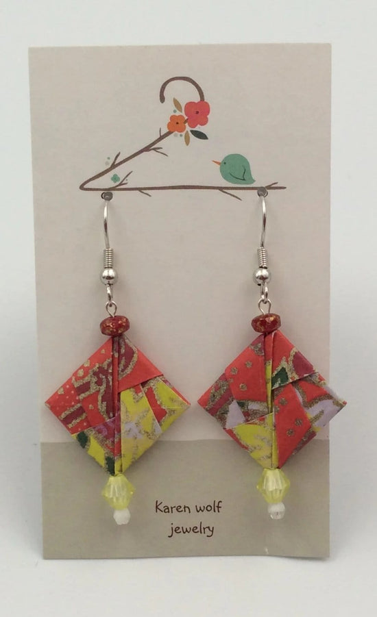 Origami Folded Paper Earrings