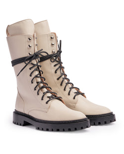 beige combat boots