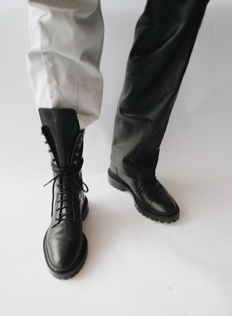 italian leather combat boots