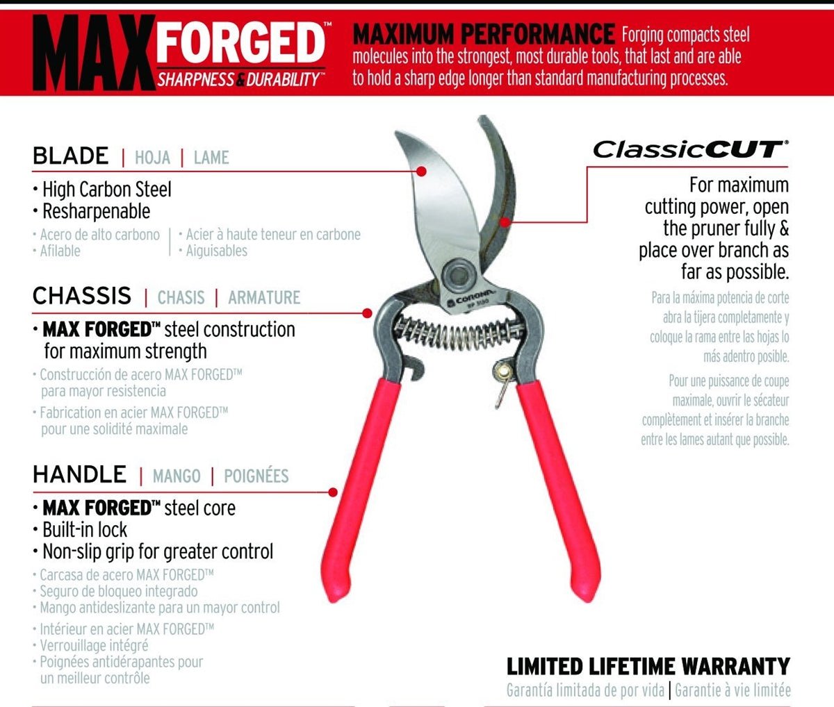 Max Forged Sharpness &amp; Durability ClassicCUT Branch &amp; Stem Pruner 3/4&quot; - Seed Barn