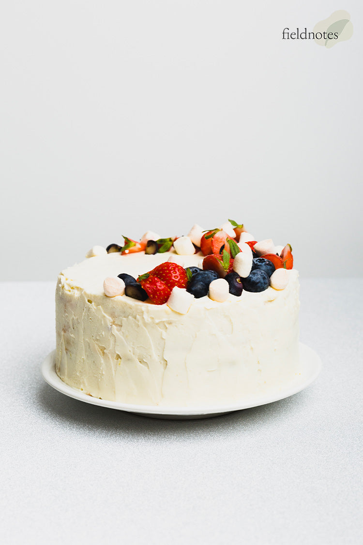 Image of vanilla cake with fruit toppings