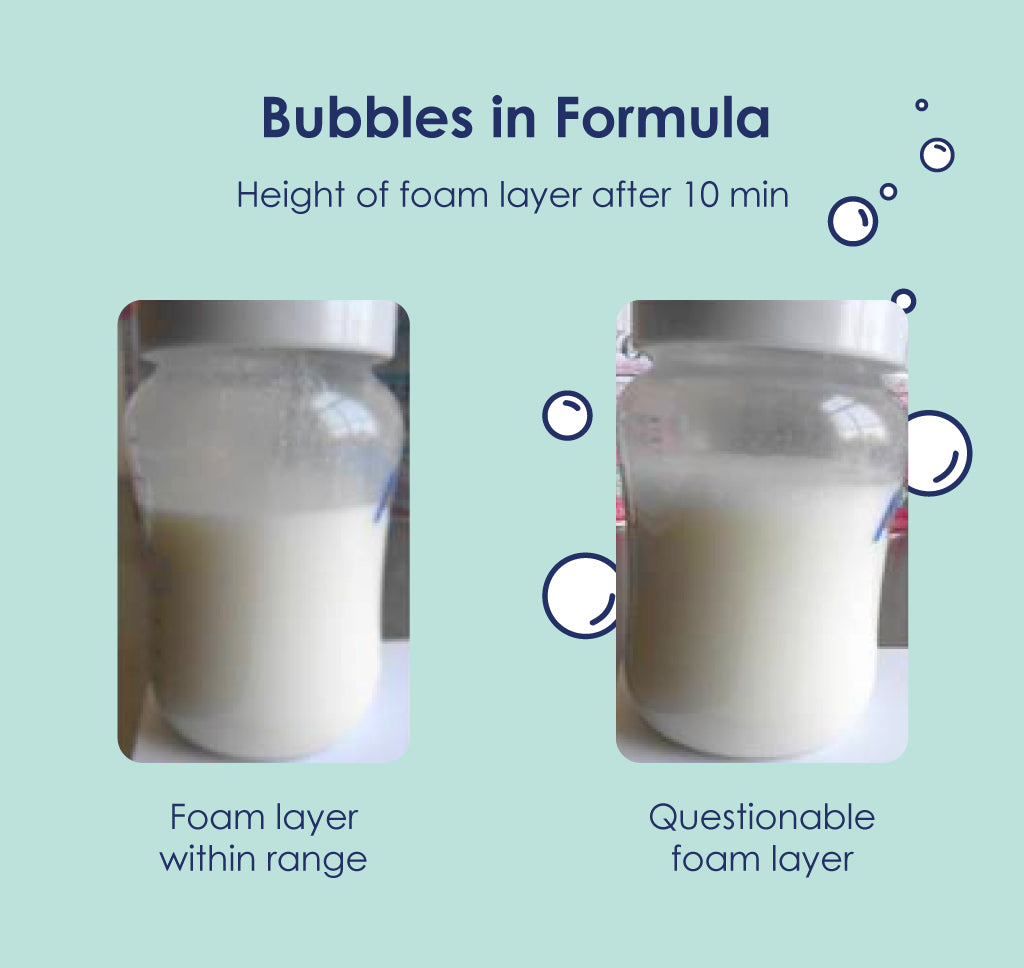 Foam layer in baby formula