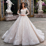 Gorgeous Wedding Dress A Line With Full Sleeve Button Closure Of Pink Belt