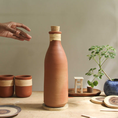 Eco Friendly Terracotta Clay Water Bottle