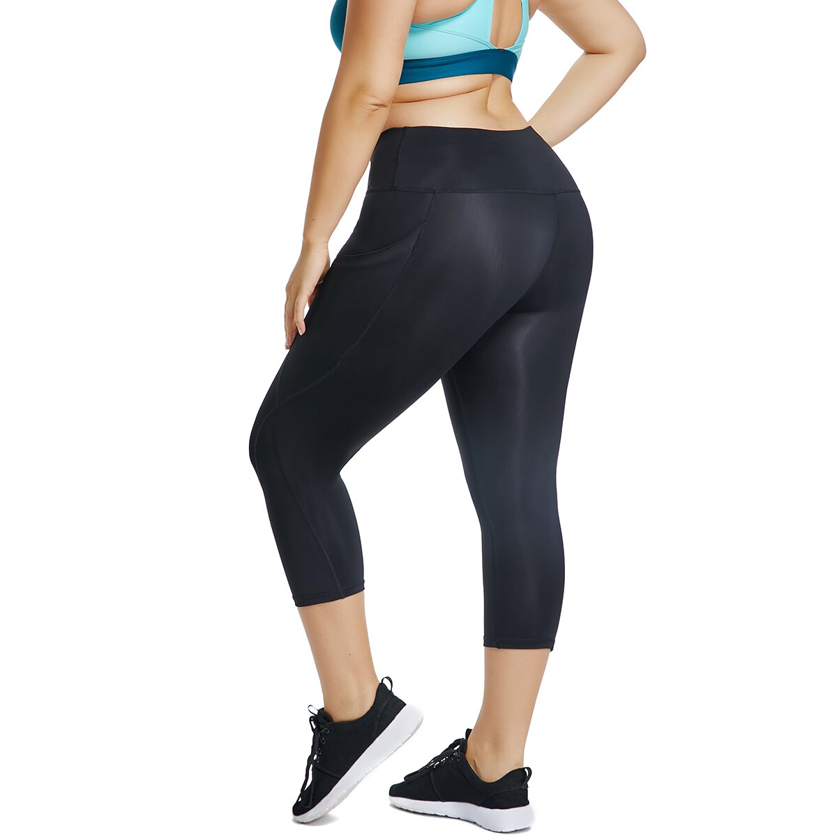 RBX Women's Activewear Capri Mesh Insert Workout Black Leggings Size S MSRP  $58