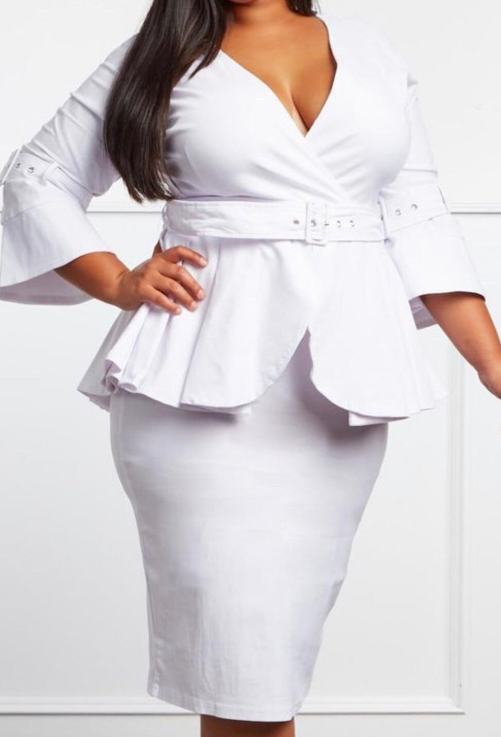 plus size white business dress