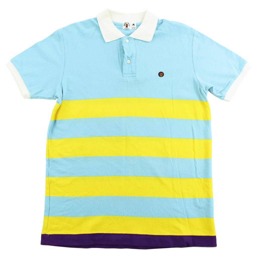 Bape Baby Milo Polo Shirt Blue Yellow Stripe | SARUGENERAL