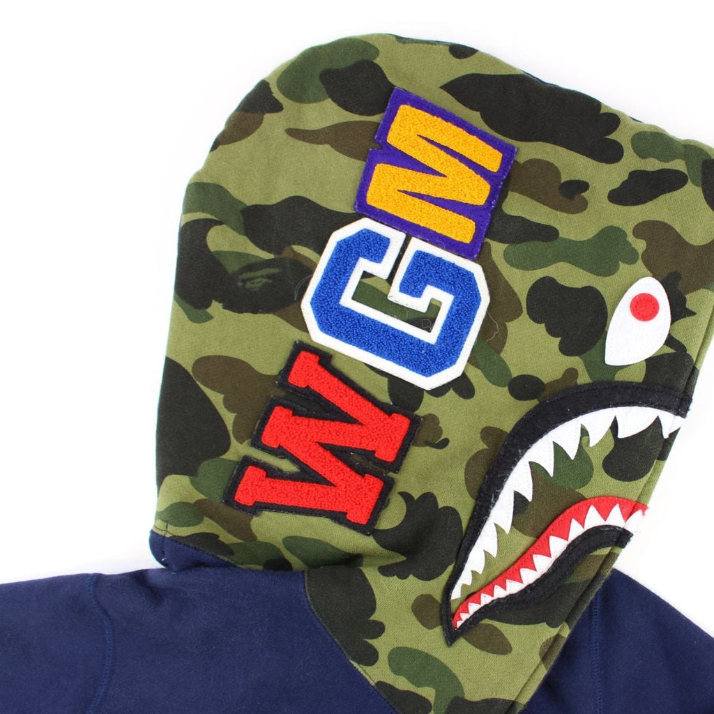 Bape 1st Green Camo Face Shark Hoodie Navy | SaruGeneral
