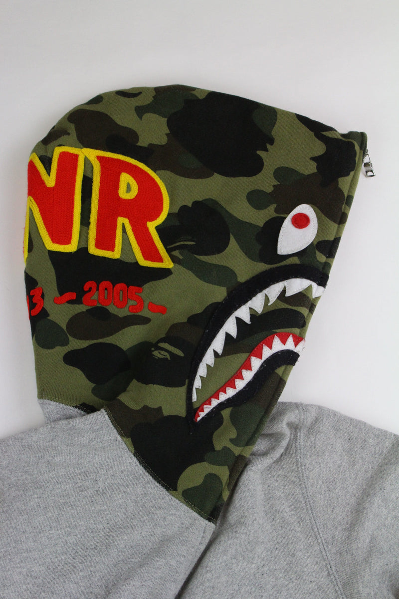 Bape 1st Green Camo Shark Face Hoodie Grey | SaruGeneral