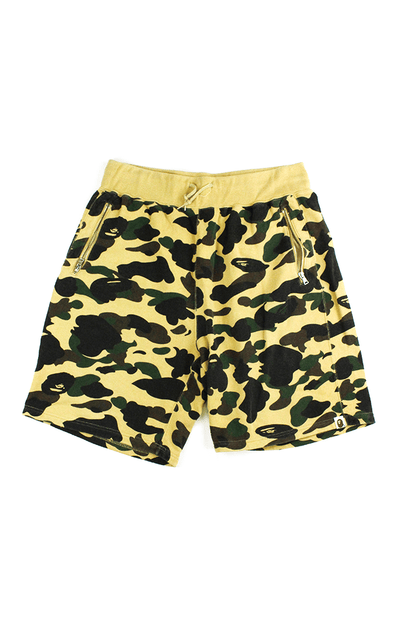 bape yellow camo shorts