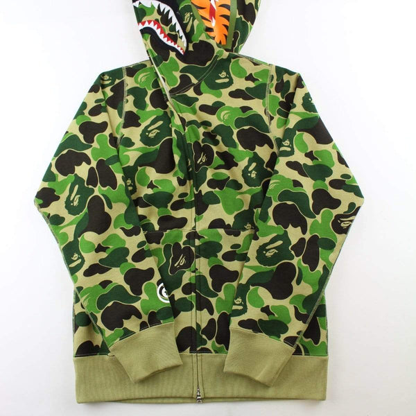 Bape ABC Green Camo Shark Full Zip Hoodie | SaruGeneral