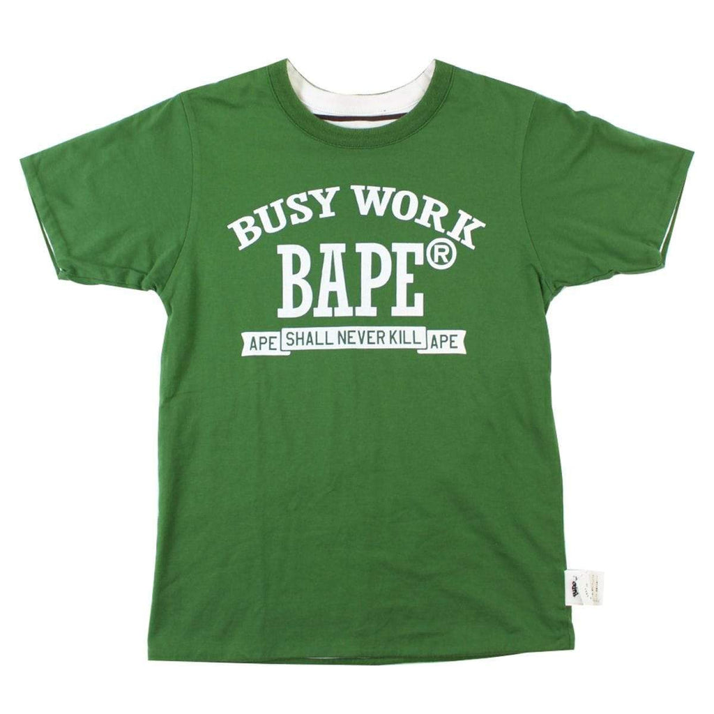 Bape Busy Works Reversible stripe Tee Green - SaruGeneral