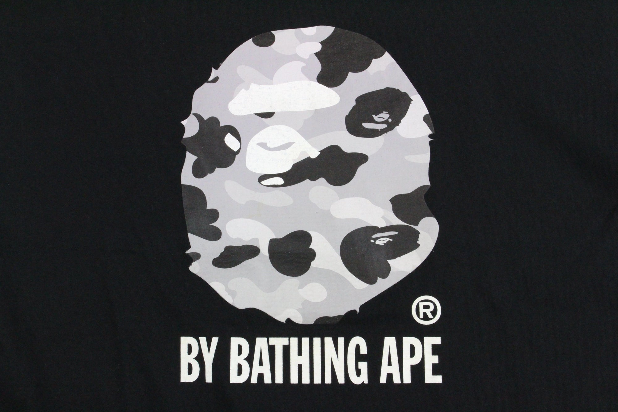 Bape Grey Camo Big Ape Logo Tee Black | SARUUK