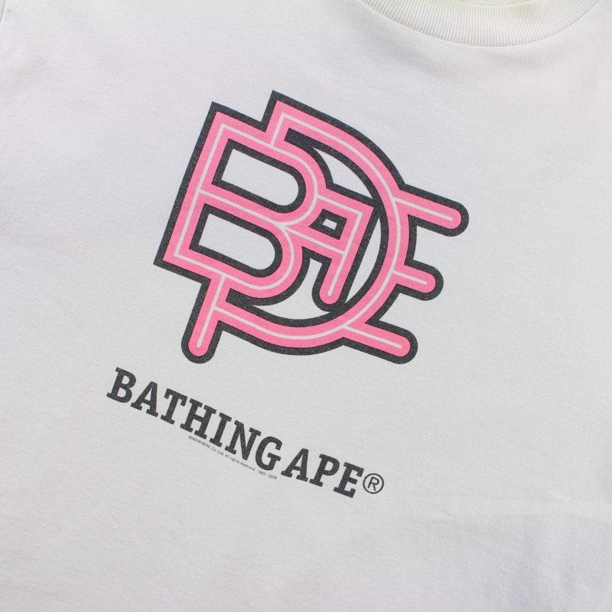 Bape Pink Text Symbol Tee White | SaruGeneral