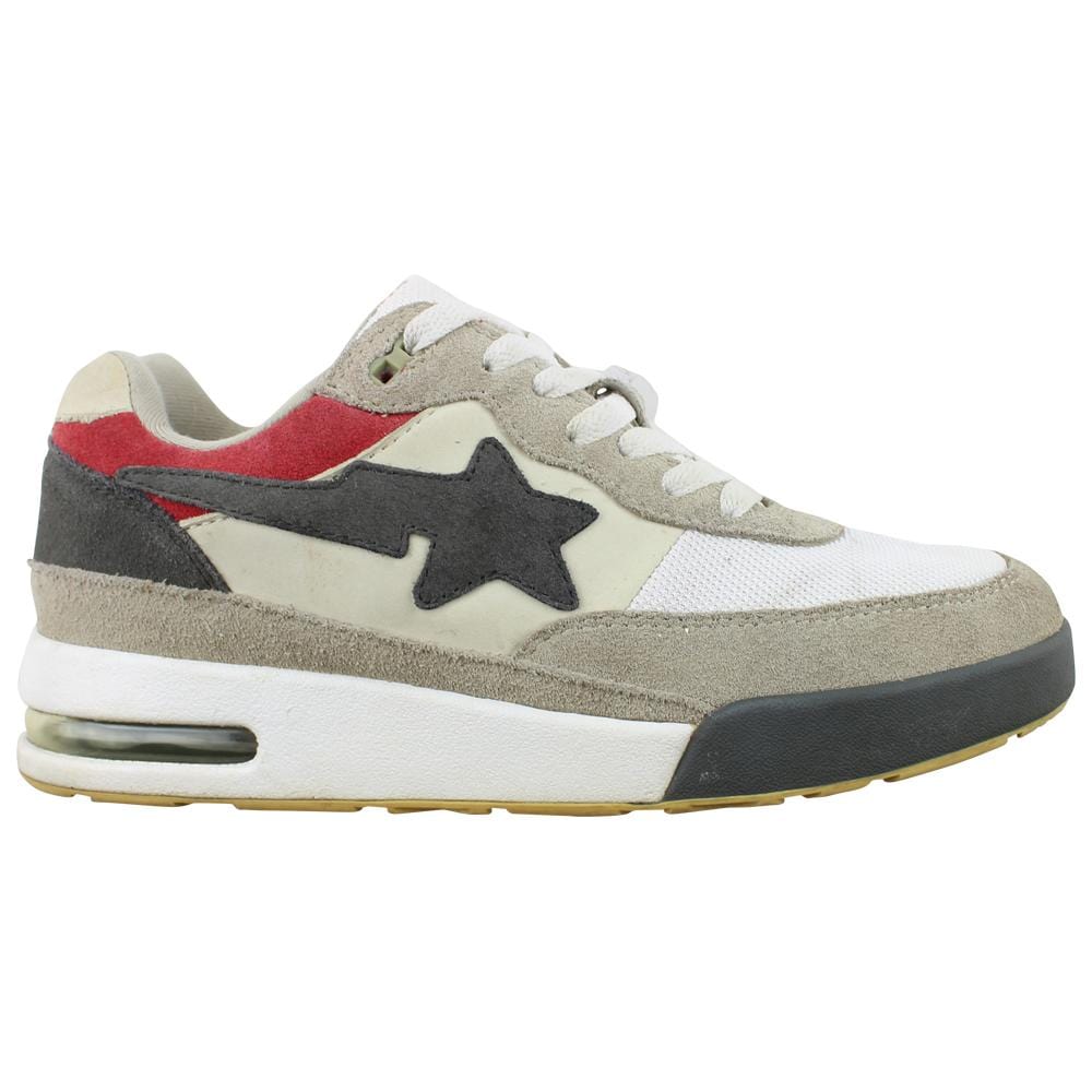 Bape Roadsta Suede Grey White Red | SaruGeneral