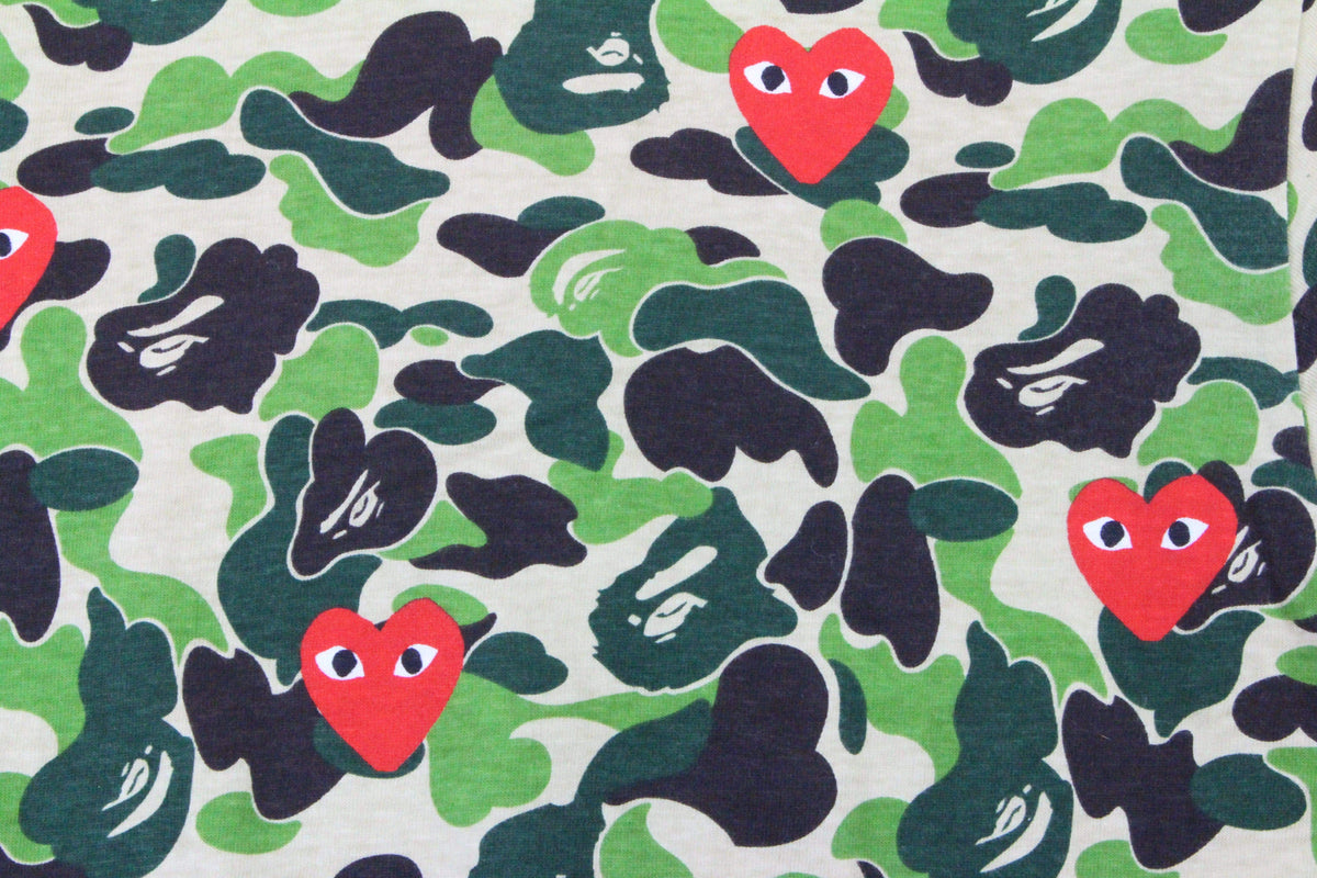 Bape x CDG ABC Green Camo Hearts Tee | SaruGeneral