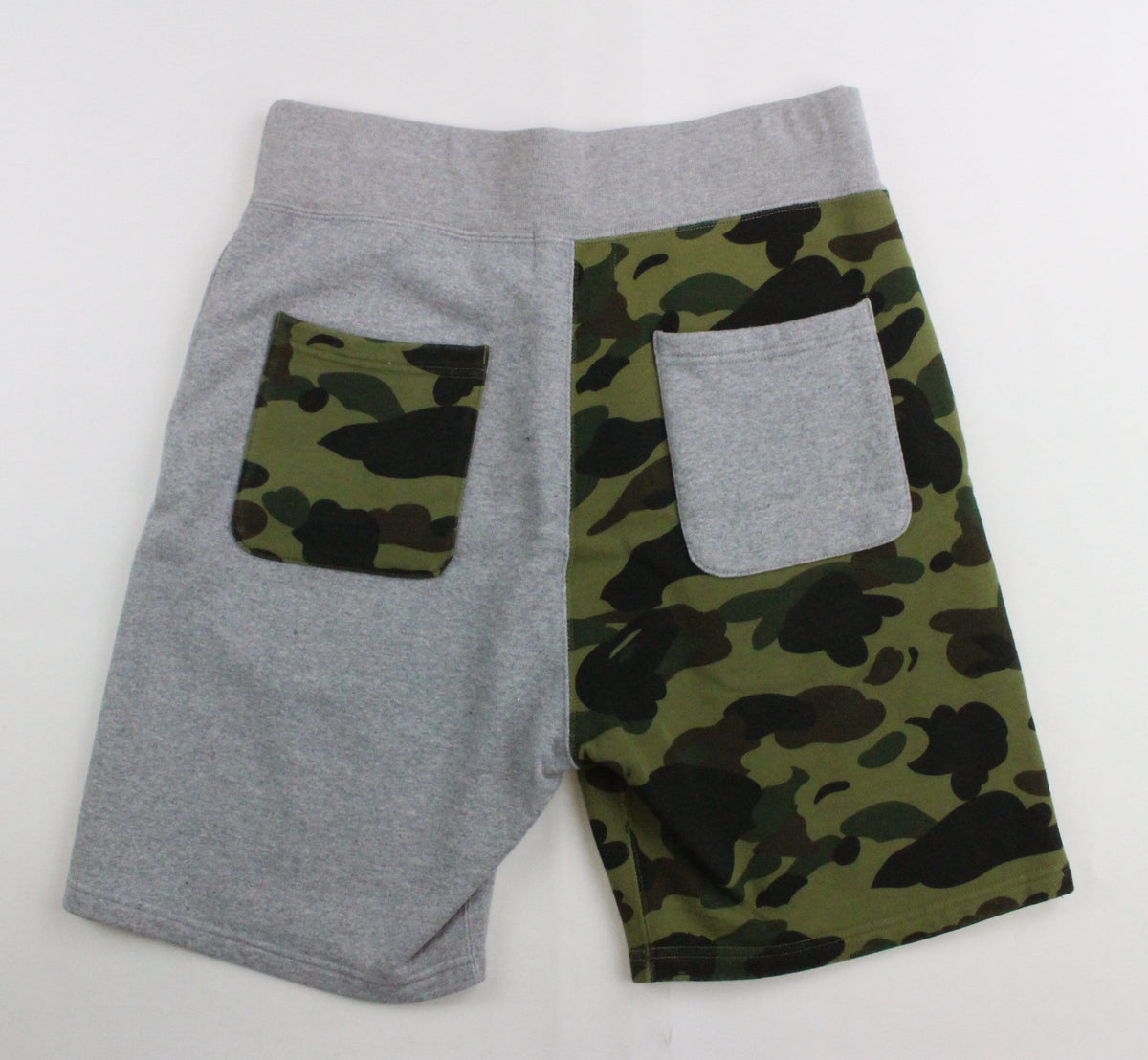 bape half camo shorts