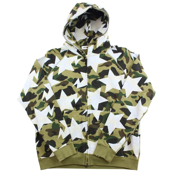 Bape 1st Green Camo Bapesta Allover Print Full Zip | SaruGeneral