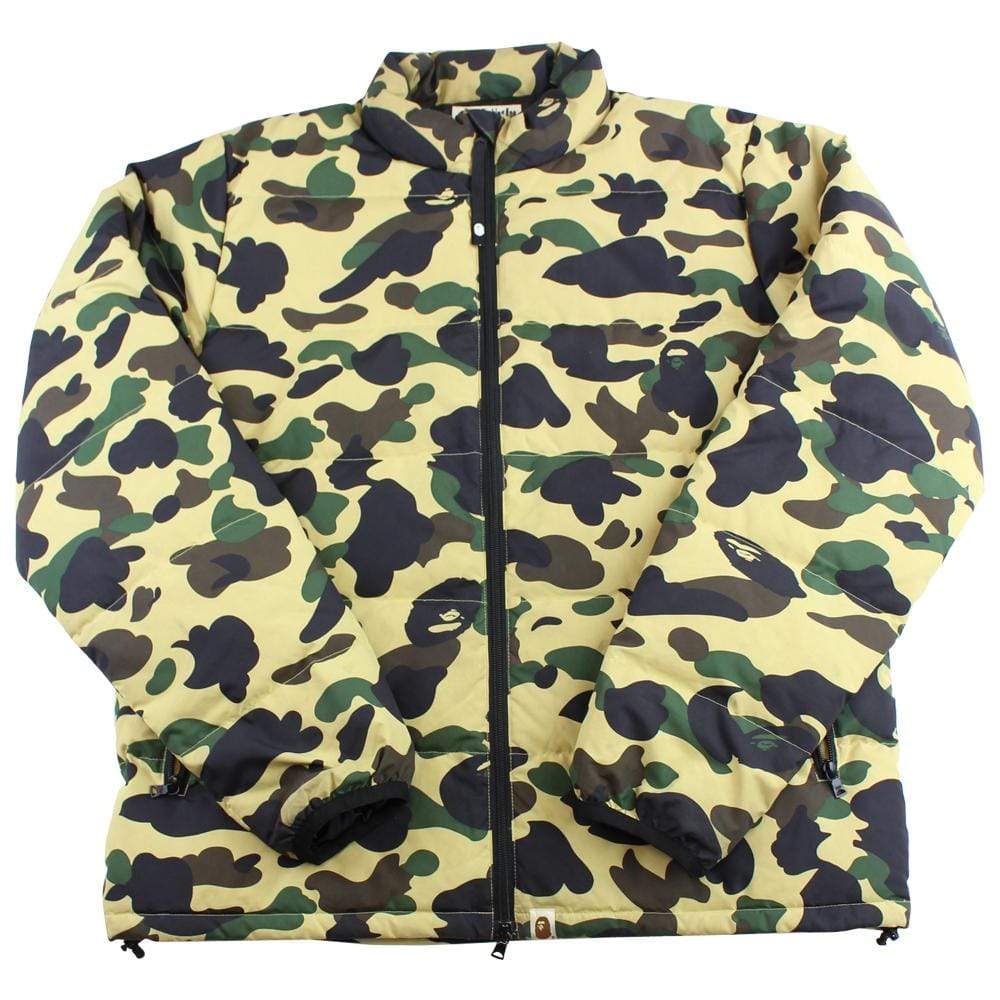 bape 1st yellow camo puffer jacket | SaruGeneral