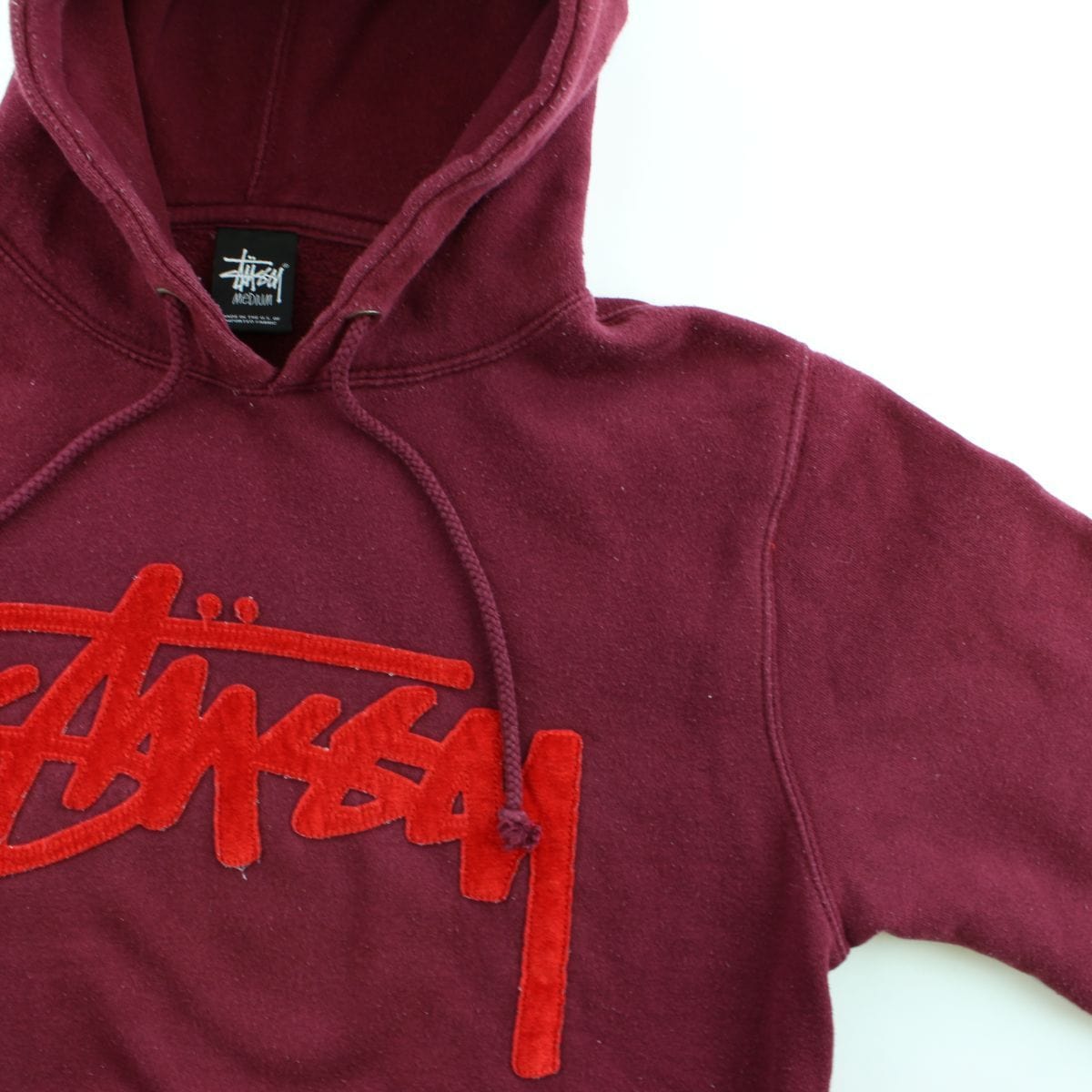 maroon stussy hoodie