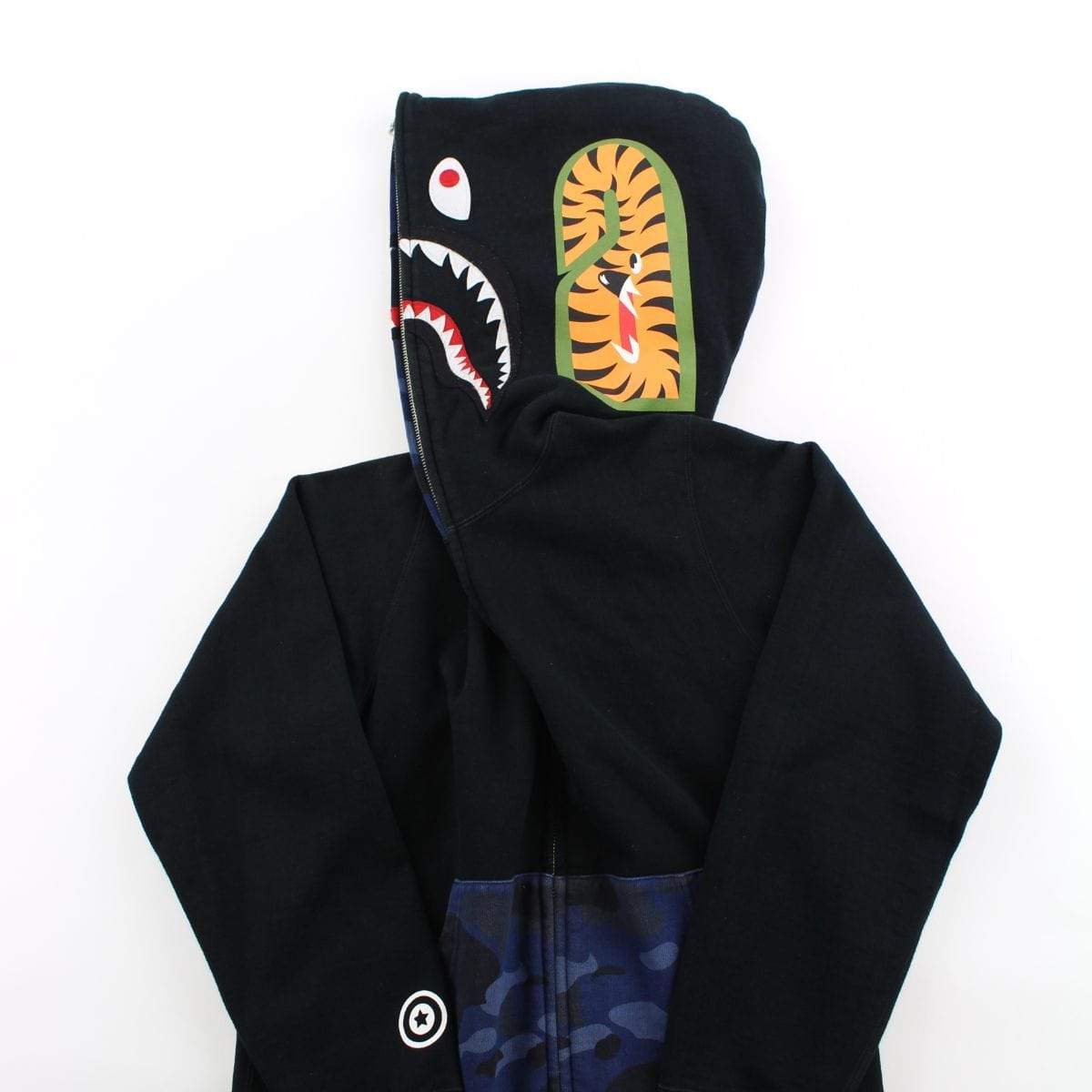 Bape Blue Camo Shark Face Hoodie Black | SaruGeneral