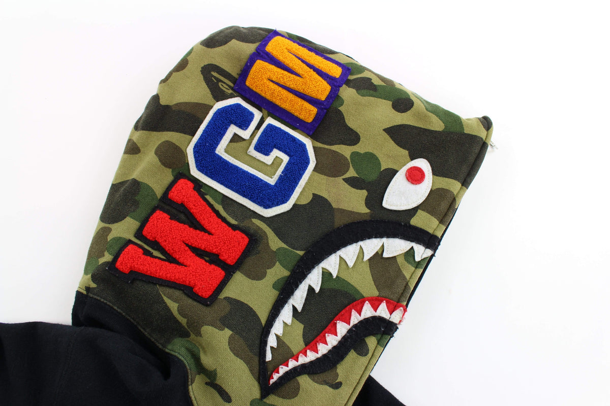 Bape 1st Green Camo Shark Hoodie Black | SARUUK