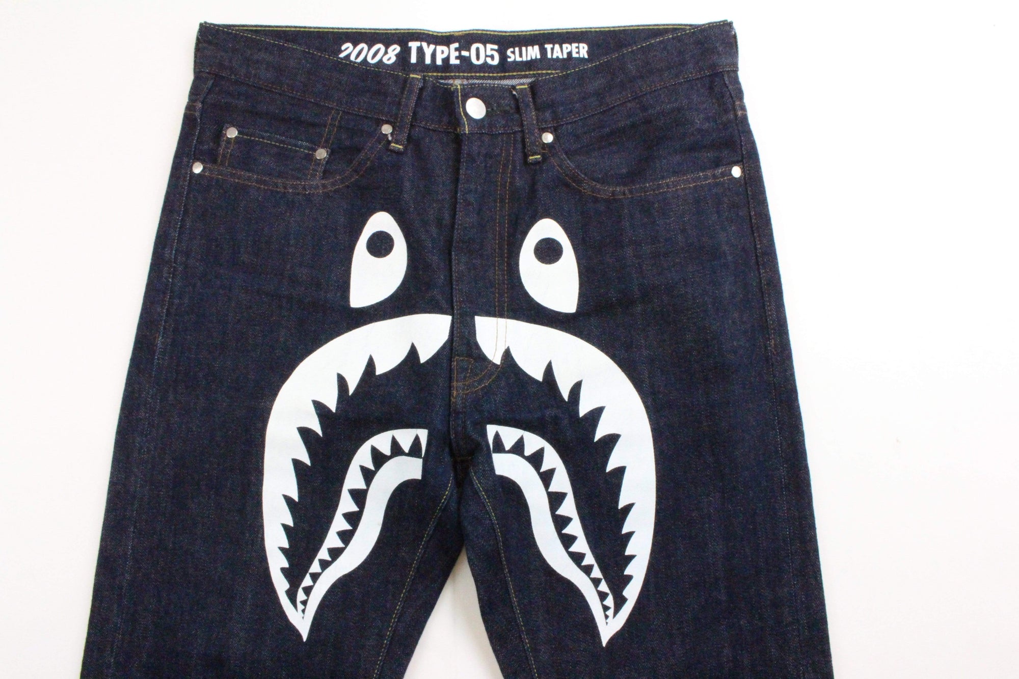 Bape Shark Face Dark Blue Denim Jeans | SaruGeneral