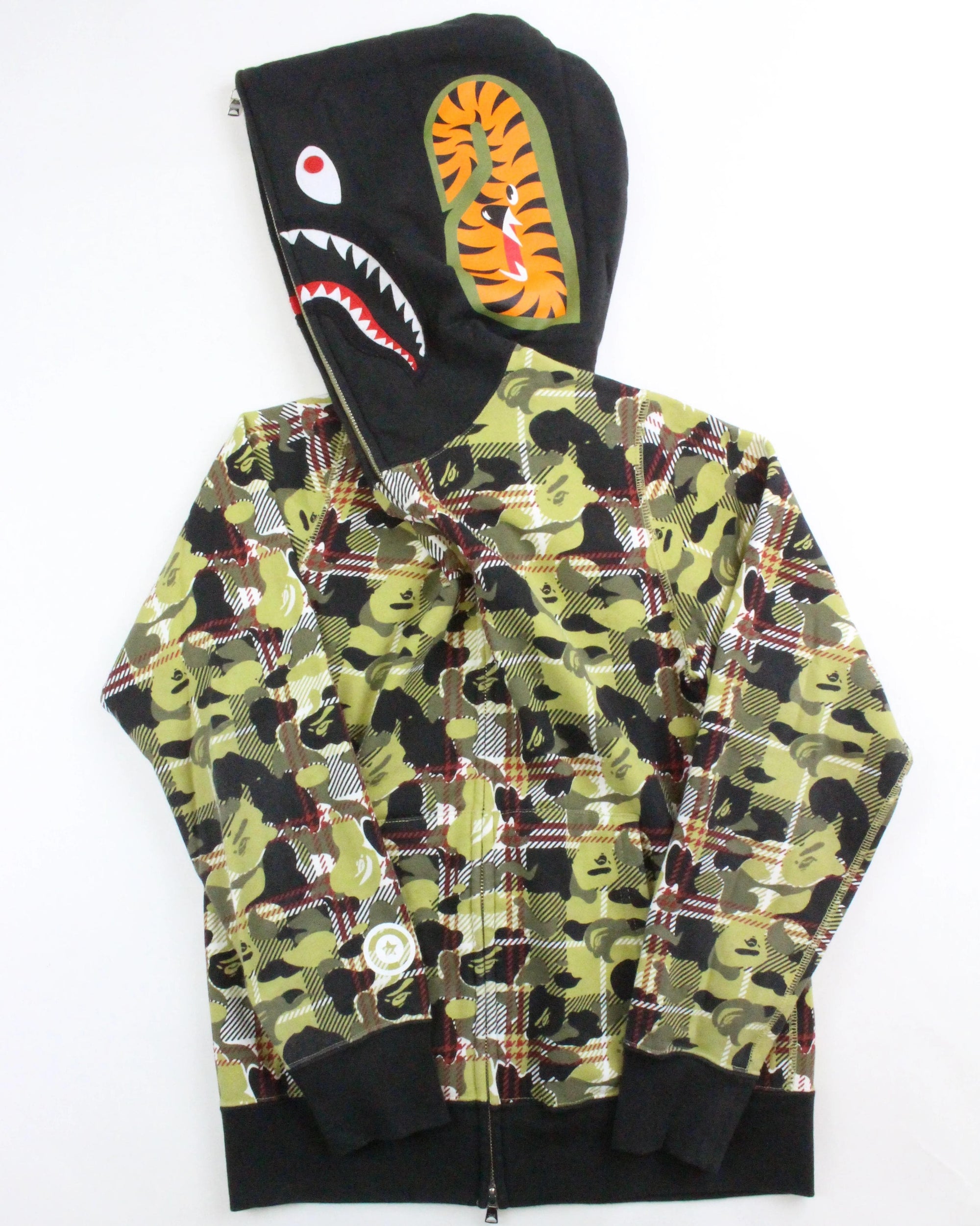 Bape Yellow Plaid Camo Shark Hoodie | SaruGeneral
