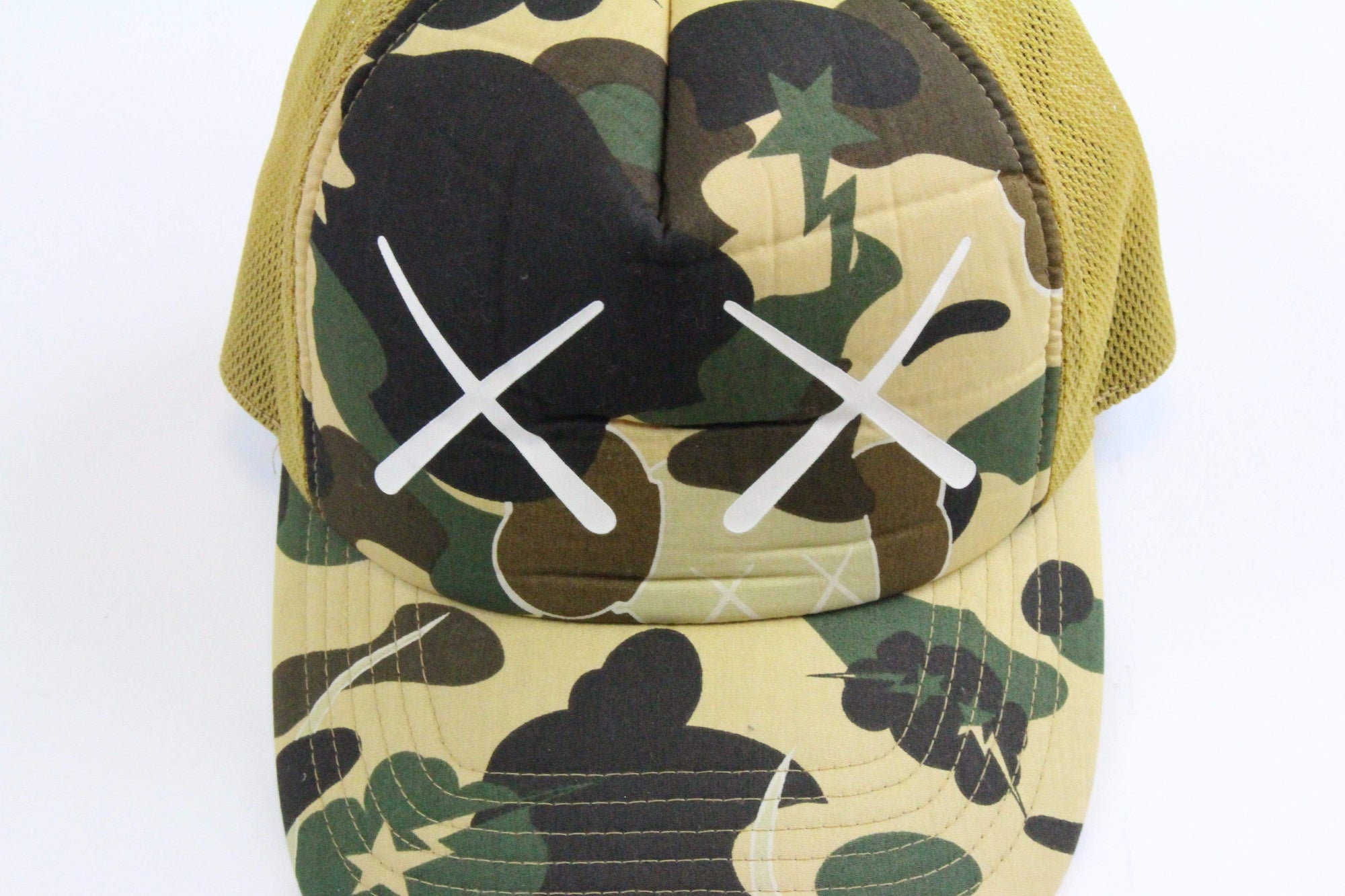 Bape x Kaws 1st Yellow Camo Truker Hat | SaruGeneral