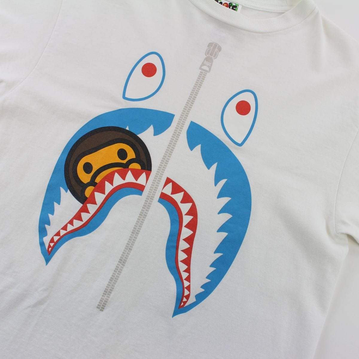 Bape Milo Blue Shark Face Tee White | SaruGeneral