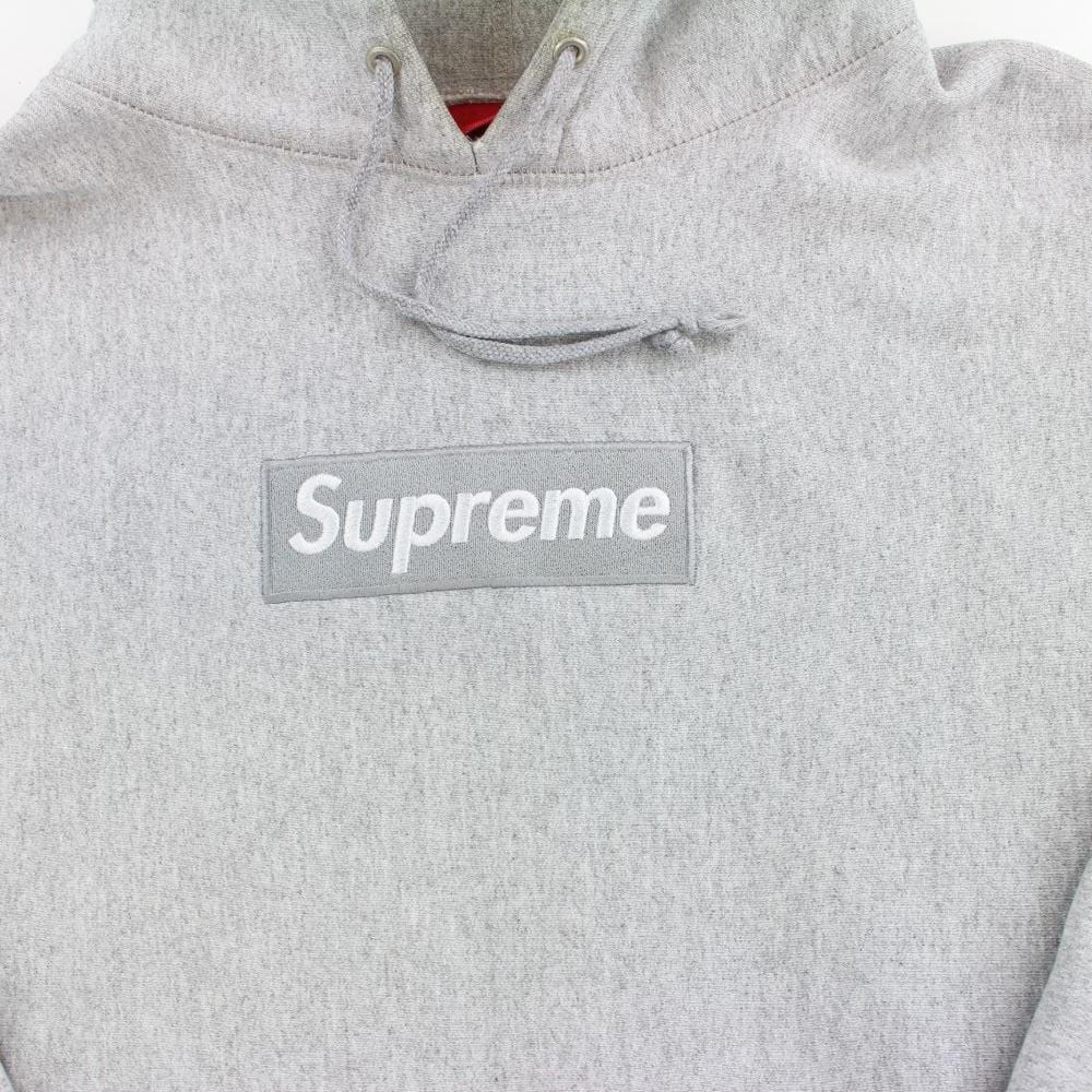 supreme grey on grey box logo hoodie