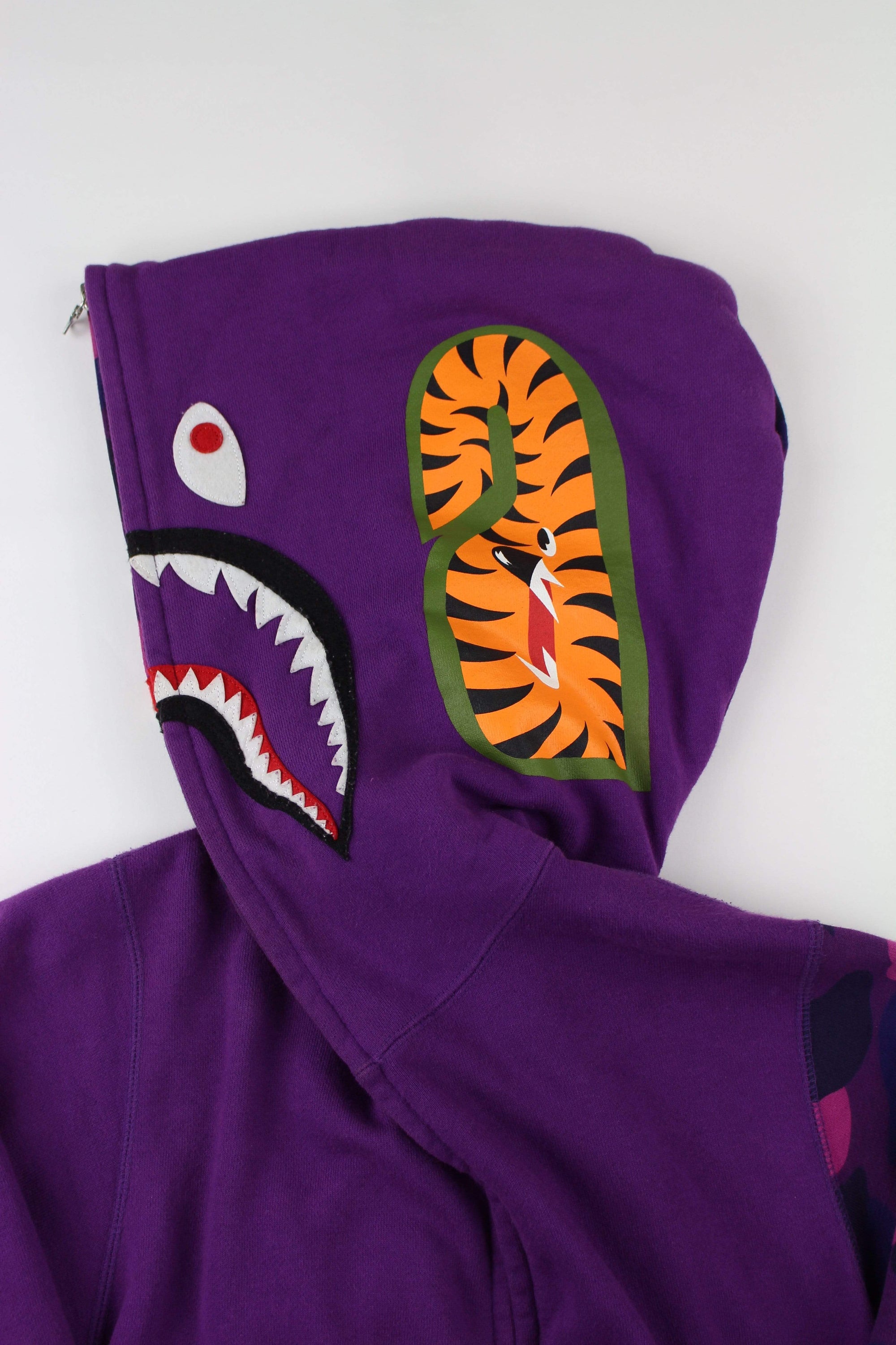 Bape Purple Camo Half Shark Hoodie Purple | SARUUK