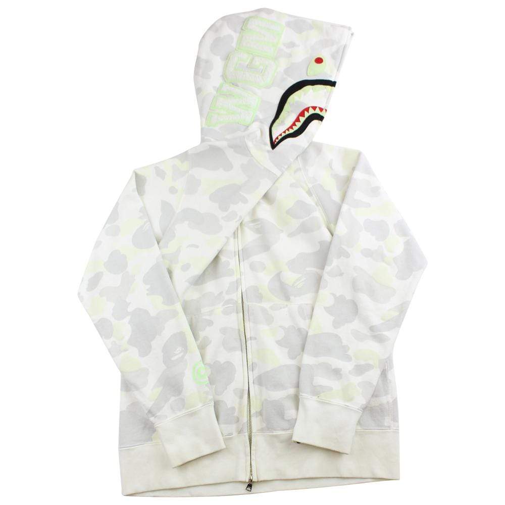 Bape White Camo Glow in the Dark Shark Hoodie | SaruGeneral