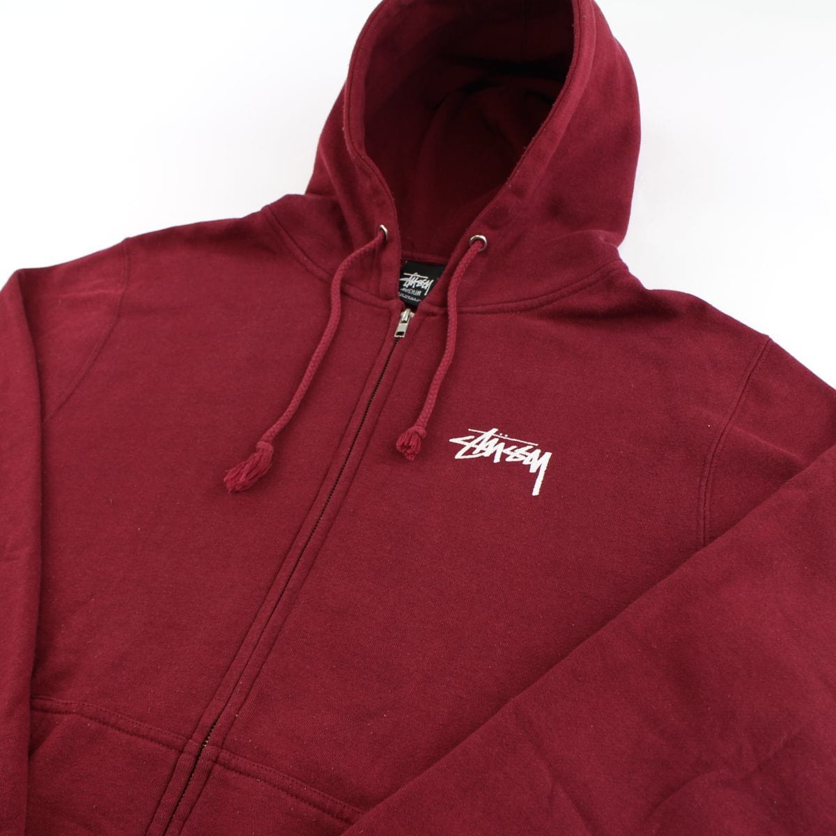 maroon stussy hoodie