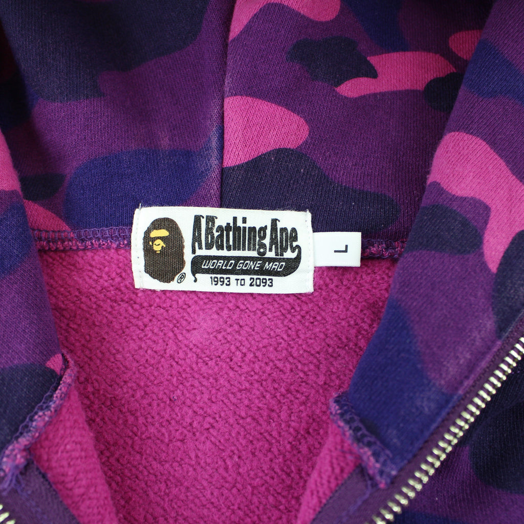 Bape Ape Logo Purple Camo Fullzip Hoodie | SARUGENERAL